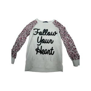 Weavers Girls Leopard Print Follow Your Heart Sweater Youth Size Small - Picture 1 of 5