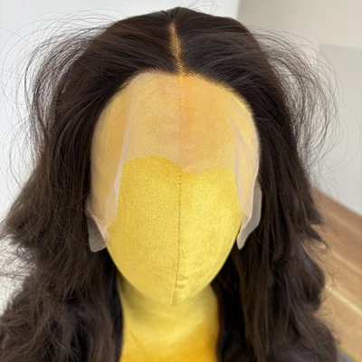 Brown Glue Less T Lace Front Wig Long Wavy Soft Synthetic Hair Heat Resistant - Image 1 of 4