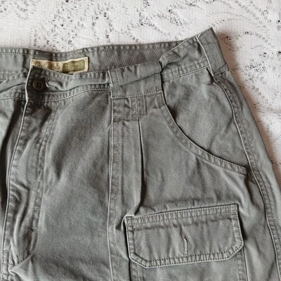 Bermuda cargo feminina Cabelas 7 bolsos caminhada cintura alta 18 cinza verde cáqui  - Imagem 1 de 4