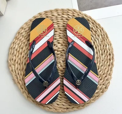 Tory Burch Women's Flip Flops Flat Black Sandals Flip Flops Beach Slippers - Image 1 of 4