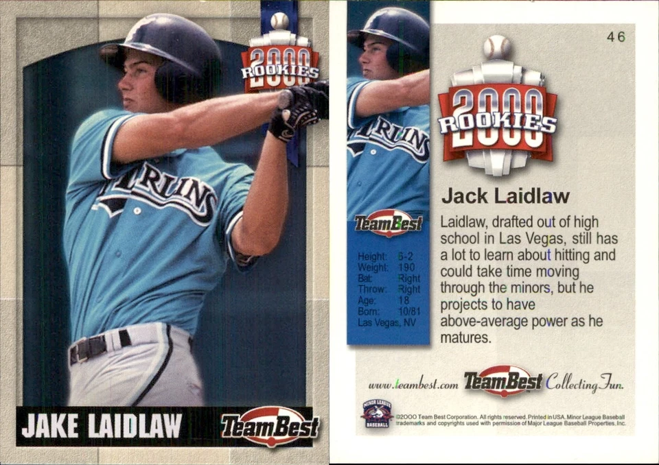 Jake Laidlaw 2000 Team Best Rookies #46 RC Card FREE SHIP *AutographDen* - Image 1 of 1