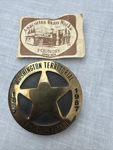 Vintage Washington Territorial Fisheries Patrol Anacortes Brass Works Gürtelschnalle - Bild 1 von 6