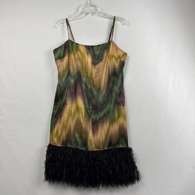 Платье Topshop размер 8 галстук краситель перья кромка спагетти ремни коктейль - Изображение 1 из 4