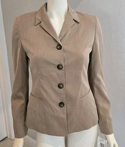 NWT AK Anne Klein Heathered Caramel Career Stretch Blazer 4 Button Sz 6P $179 - Picture 1 of 9