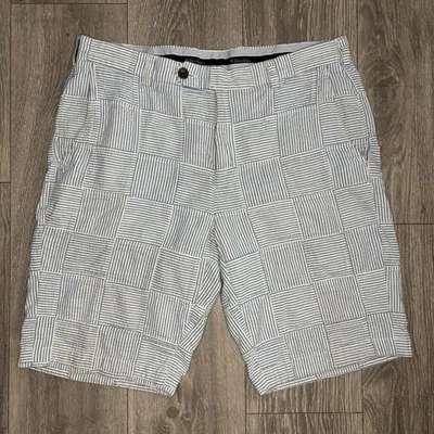 Pantalones Cortos Brooks Brothers Para Hombre 34 Azul Blanco Bermudas Genuinas Seersucker Patchwork Foto 1 de 4