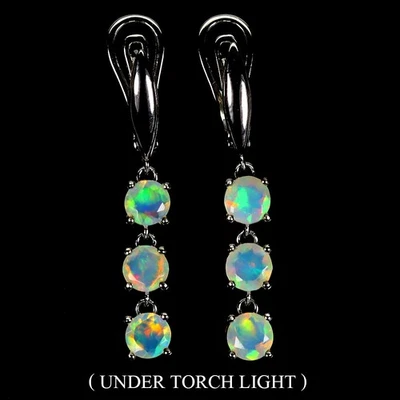 Pendientes de plata de ley 925 redondos ópalo de fuego 5 mm joyas de piedras preciosas naturales Foto 1 de 4