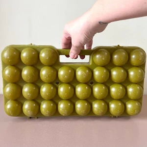 Vintage 1980er Sowjetische UdSSR 30 Eier Tragetasche grün Kunststoff klappbar Aufbewahrungsbox - Bild 1 von 8