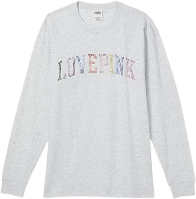 CAMISA VICTORIAS SECRET LOVE ROSA CAMPUS PERFECTA ARCO IRIS BRILLO ESTRÁS XXL Foto 1 de 3