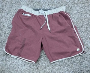 Vuori Banks Shorts Mens Large Drawstring Dark Red Workout Zip Pocket Gym Running - Picture 1 of 6