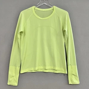 Lululemon Women’s Swiftly Tech Long Sleeve Shirt Size 12 Neon Yellow Thumb Holes - Picture 1 of 9