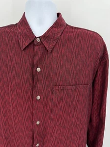 VTG Jhane Barnes STORM Men's XL 100% Cotton Button Down Shirt Red Striped - Picture 1 of 7