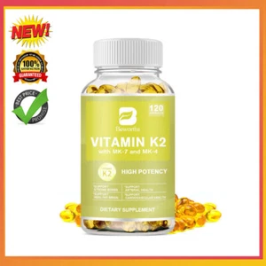 Vitamin K2 Nahrungsergänzungsmittel 500mcg - Vitamin K2 MK7 unterstützt die Gesundheit von Knochen und Herz - Bild 1 von 8