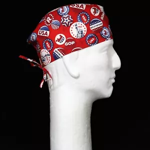 Republican Party Theme on Red Scrub Hat - Picture 1 of 1