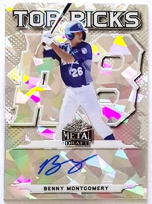 Benny Montgomery 2021 Leaf Metal Draft Top Picks Silver Cracked Ice #TP-BM1 AUTO - Image 1 of 2