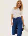 m&s womens jeans blue mon high waisted with recycled cotton size 12 regular