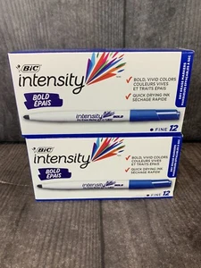 DOS (2) marcadores de borrado en seco en negrita intensidad BIC, punta fina, azul, paquetes de 12 - Imagen 1 de 4