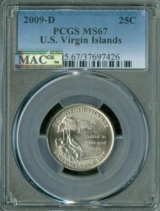 2009 D VIRGIN ISLAND QUARTER PCGS MS67 BUSINESS STRIKE MAC SPOTLESS . - Picture 1 of 2