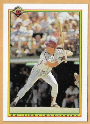 LEN DYKSTRA PHILADELPHIA PHILLIES #152 - BOWMAN NM-MT 1990 - Image 1 of 2