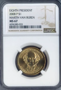 2008 Martin Van Buren Dollar NGC MS67 Business Auction - Picture 1 of 2