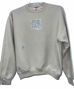 Verziertes Blumenmuster braunes Sweatshirt Damen L - Bild 1 von 6