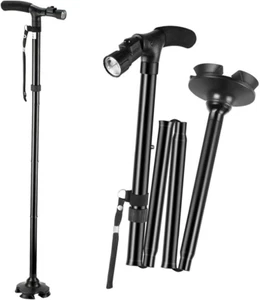 Foldable Ergonomic Walking Cane Crutch for Men & Women, with LED Light, Collapsi - Picture 1 of 12