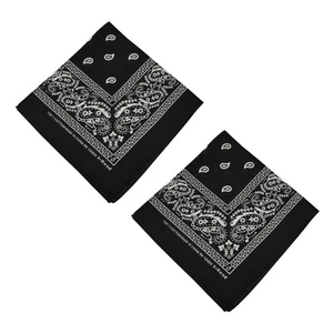 2 pcs 100% Cotton Paisley Bandanas double sided "Black" scarf Handkerchief - Picture 1 of 2