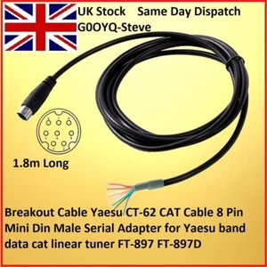 Cavo di rottura mini spina DIN 8 pin Yaesu Kenwood CT-62 lungo 1,8 m - Foto 1 di 6