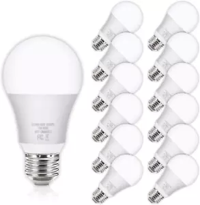 12Pack A19 LED Light Bulbs 100 Watt Equivalent 5000K Daylight White E26 Medium - Picture 1 of 5