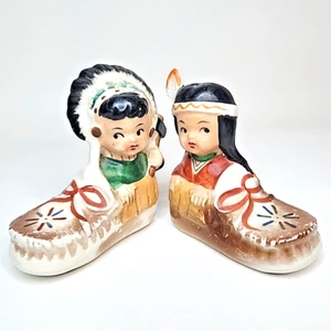 Indianer Indianer Schuh Kinder 50er Jahre Mokassin Vintage Salt'N Pepper Set - Bild 1 von 9