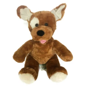 Peluche Build A Bear marrón cachorro perro 15" animal de peluche parche blanco ojos lengua fuera - Imagen 1 de 11