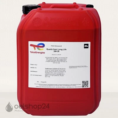 TOTAL QUARTZ INEO LL 5W-30 20 Liter Kanister VW 504/507.00 BMW LL-04 MB 229.51