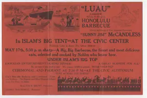 1923 Publicidad de correo estilo hawaiano del Islam Luau en San Francisco - Imagen 1 de 2