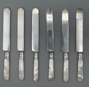 VTG Silverplate & Mother of Pearl Knives Set of 6 JE Caldwell & Co Phily PA USA - Picture 1 of 6