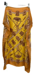 Women's Scarf Wrap Approx 20 X 30 Inches Yellow Orange Multi Middle Ages F20H - Picture 1 of 6