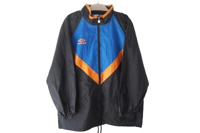 Vintage UMBRO Jacket Retro Sport Style Size L 90's Windbreaker Black Blue - Image 1 of 4