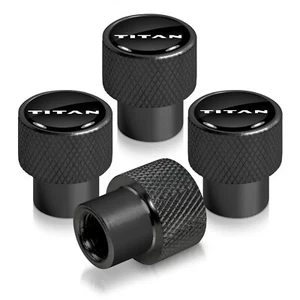 for Nissan Titan Logo in Black on Black Aluminum Tire Valve Stem Caps - Picture 1 of 4