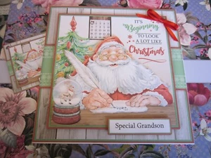New Handmade Christmas Santa Special Grand Themed Card size 8'' x 8'' & Gift Tag - Picture 1 of 5