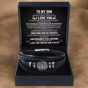 to my son vegan leather bracelet gift for Birthday Christmas Graduation wedding - Picture 1 of 5