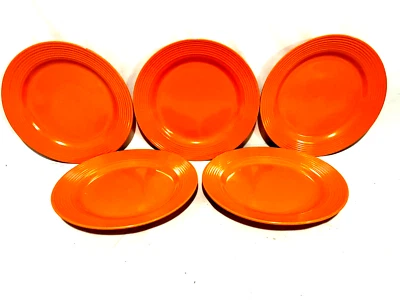 Набор из 5 оранжевых ребристых обеденных тарелок Royal Norfolk 10 3/4 дюйма - Изображение 1 из 2