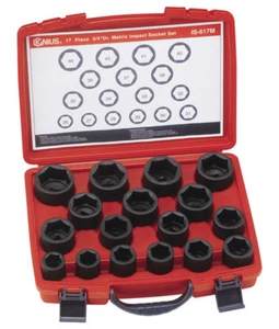 GENIUS TOOLS IS-617M 17-TEILIG 3/4 ZOLL SCHLAGSCHRAUBER-STECKSCHLÜSSELSATZ - Bild 1 von 1