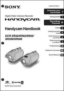 Sony DCR-SR42 DCR-SR62 SR82 SR200 SR300 Camcorder User Instruction Guide Manual - Picture 1 of 1