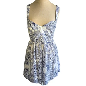 Zara Damen Minikleid Paisley bedruckt weiß blau Paisley Gr. XL Reißverschluss hinten - Bild 1 von 10