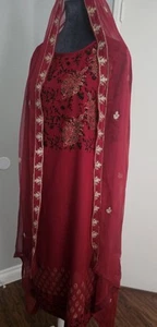 Indian Pakistani Tradition Designer Shalwar Kameez Embroidery Silk Cotton - Picture 1 of 10