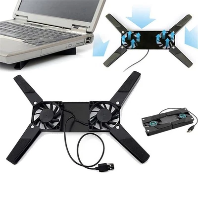 Notebook Laptop Kühler Cooler Kühlpad Ständer 2 Lüfter Faltbare Cool Stützhalter - Bild 1 von 4