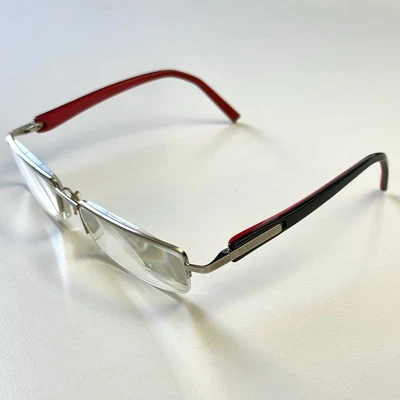 Marco de gafas Tag Heuer TH 8201 53-18-140 plateado rojo negro hecho en Francia Foto 1 de 4