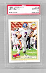 1992 UPPER DECK FOOTBALL CARD #514 HOF JOHN ELWAY PSA 10 LOW POP DENVER BRONCOS - Picture 1 of 5
