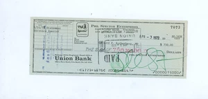 PHIL SPECTOR Signed Autograph Company Check BEATLES RONETTES RONNIE SPECTOR ACCT - Picture 1 of 4