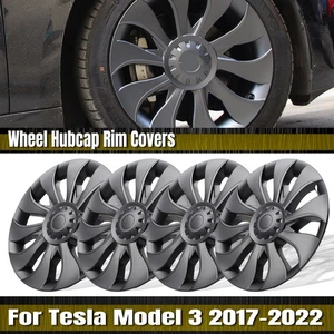 4x Car Wheel Cover Hub Cap Rim Cap For Tesla Model 3 2017-2023 Gray 18 inch - Picture 1 of 22