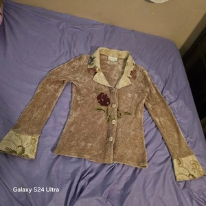 Weiche Umrandung Gr. M Champagner Chenille Art-to-Wear Asian Lux Pullover Jacke - Bild 1 von 24