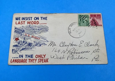 WWII Patriotic 'We Insist on the Last Word' 1943 Old Bridge NJ 3¢ Franking - Image 1 of 4